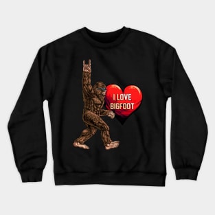 I Love Bigfoot Valentines Day Shirt Funny Heart Sasquatch Crewneck Sweatshirt